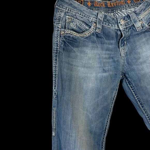 Rock Revival Sasha Thich Stitch Embellished Boot Cut Jeans Sz 27 - Picture 5 of 12